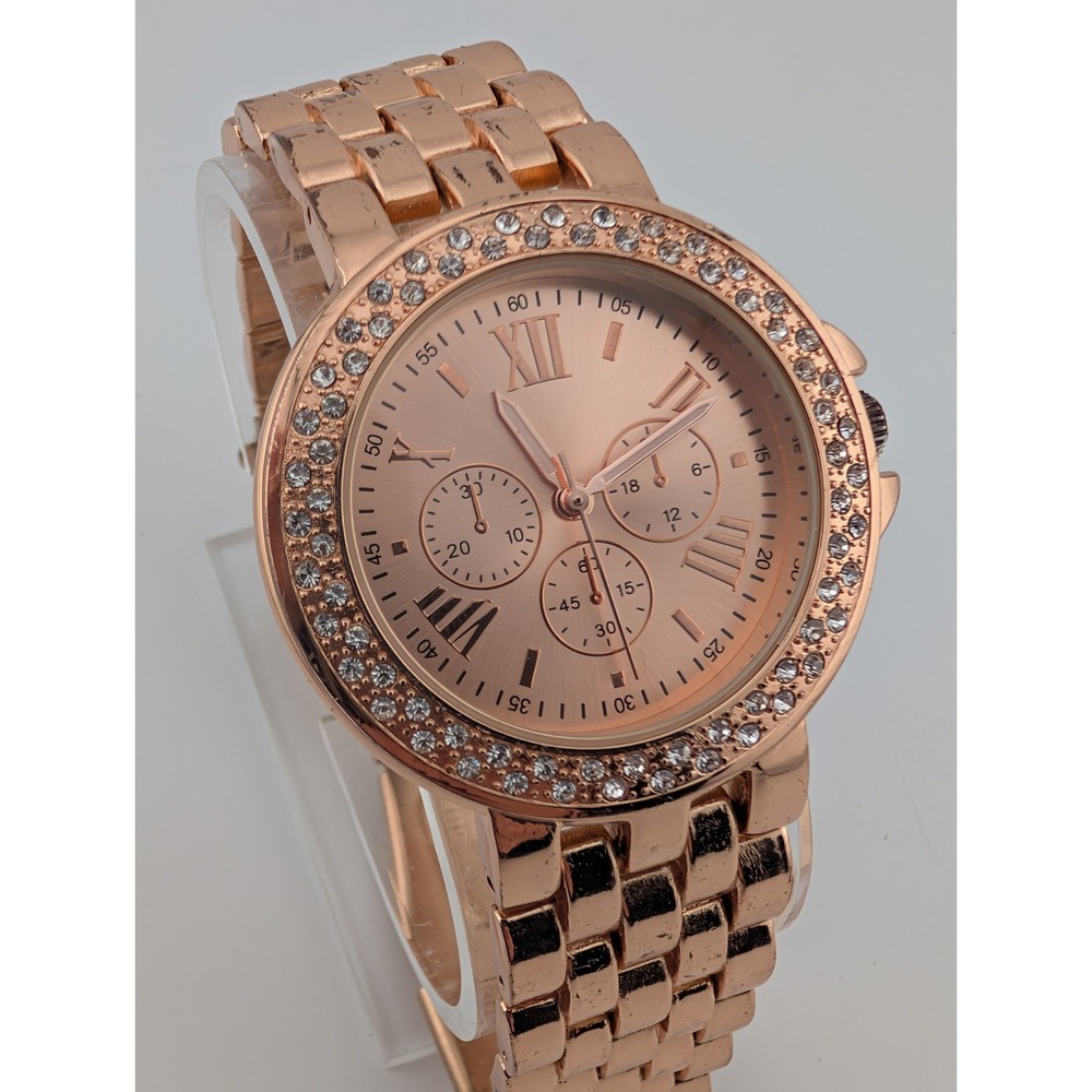 Rose Gold Women's Quartz Watch 38mm Case 6.25" Band- New Battery